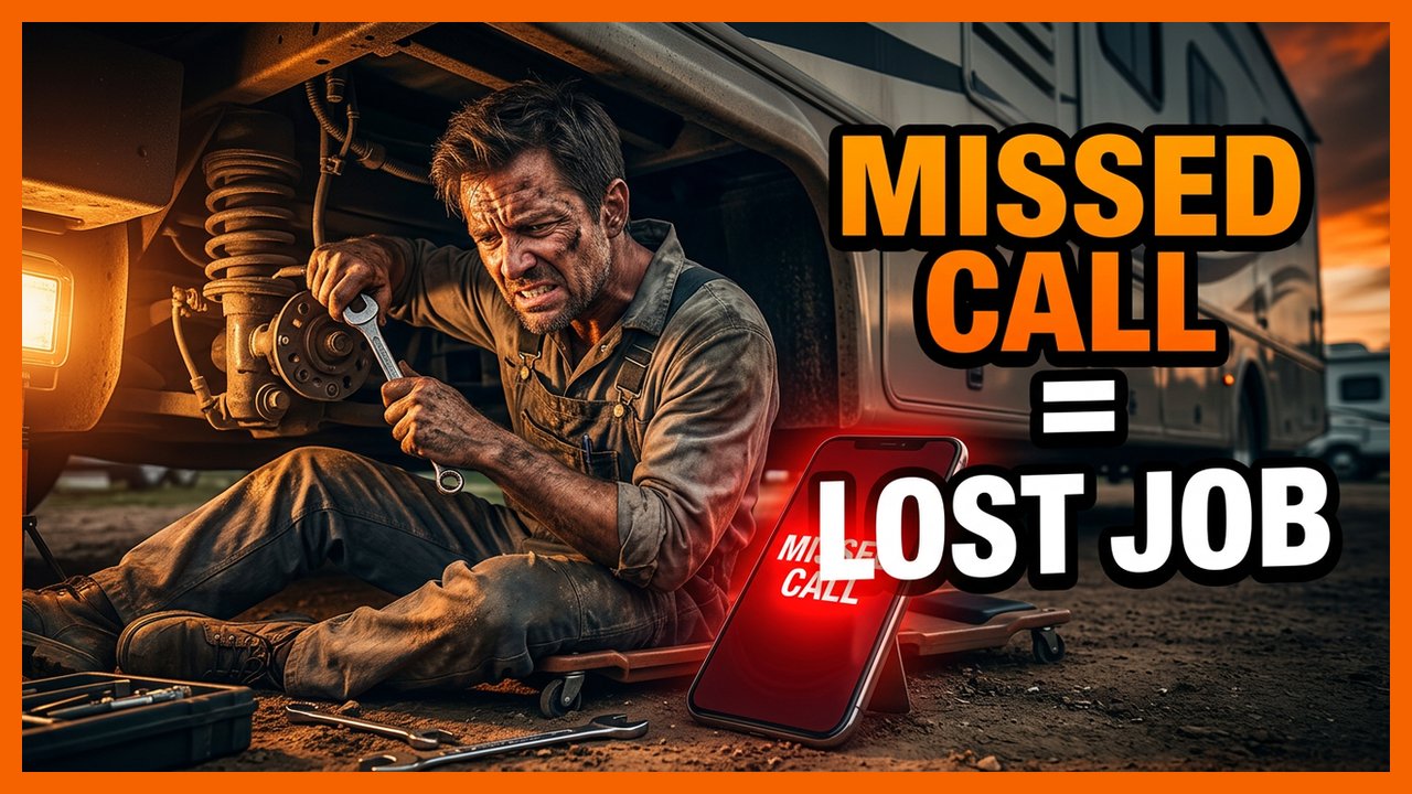 AI answering service episode thumbnail — Patrick of Dixie RV Doctor missing a call on a job site